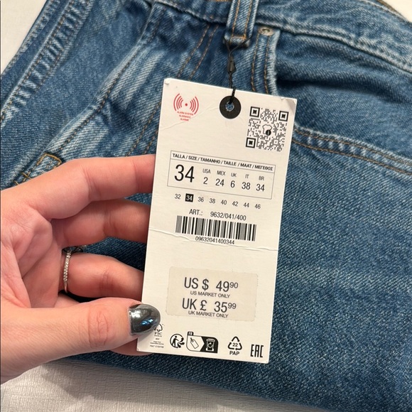 NWT Zara The Straight Cropped In Indigo - Picture 2 of 7